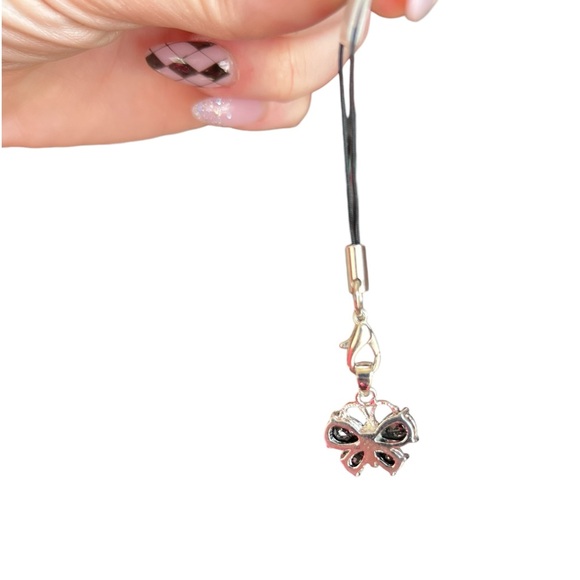 New Black Cubic Zirconia Butterfly Charm on Mini Lanyard - Picture 5 of 6